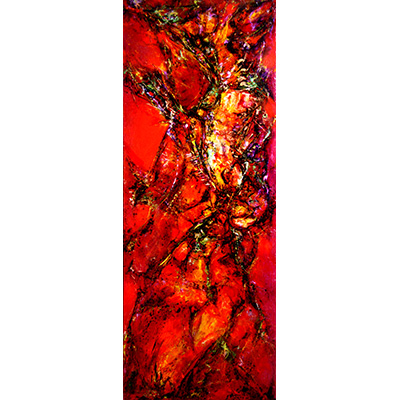 Kakejiku (scroll painting) Mixed Media on Fiber Art (Polymer-coated and Textile Fiber) 122 cm x 45 cm ( 48″ x 17.7″) 2016