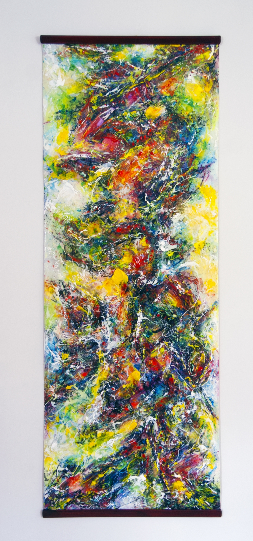 Kakejiku (scroll painting) Mixed Media on Fiber Art (Polymer-coated and Textile Fiber) 109.2 cm x 40 cm ( 43″ x 15.7″) 2016